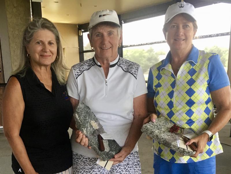 Golfers from Kings Creek Country Club played in the Delaware Women’s Golf Association Senior and Super Senior Amateur Championship at Back Creek Golf Club June 25-26. Shown are (l-r) Sherry Pié; Judy Wetzel, Super Senior champion; and Diane Herndon, Senior champion. SUBMITTED PHOTO
